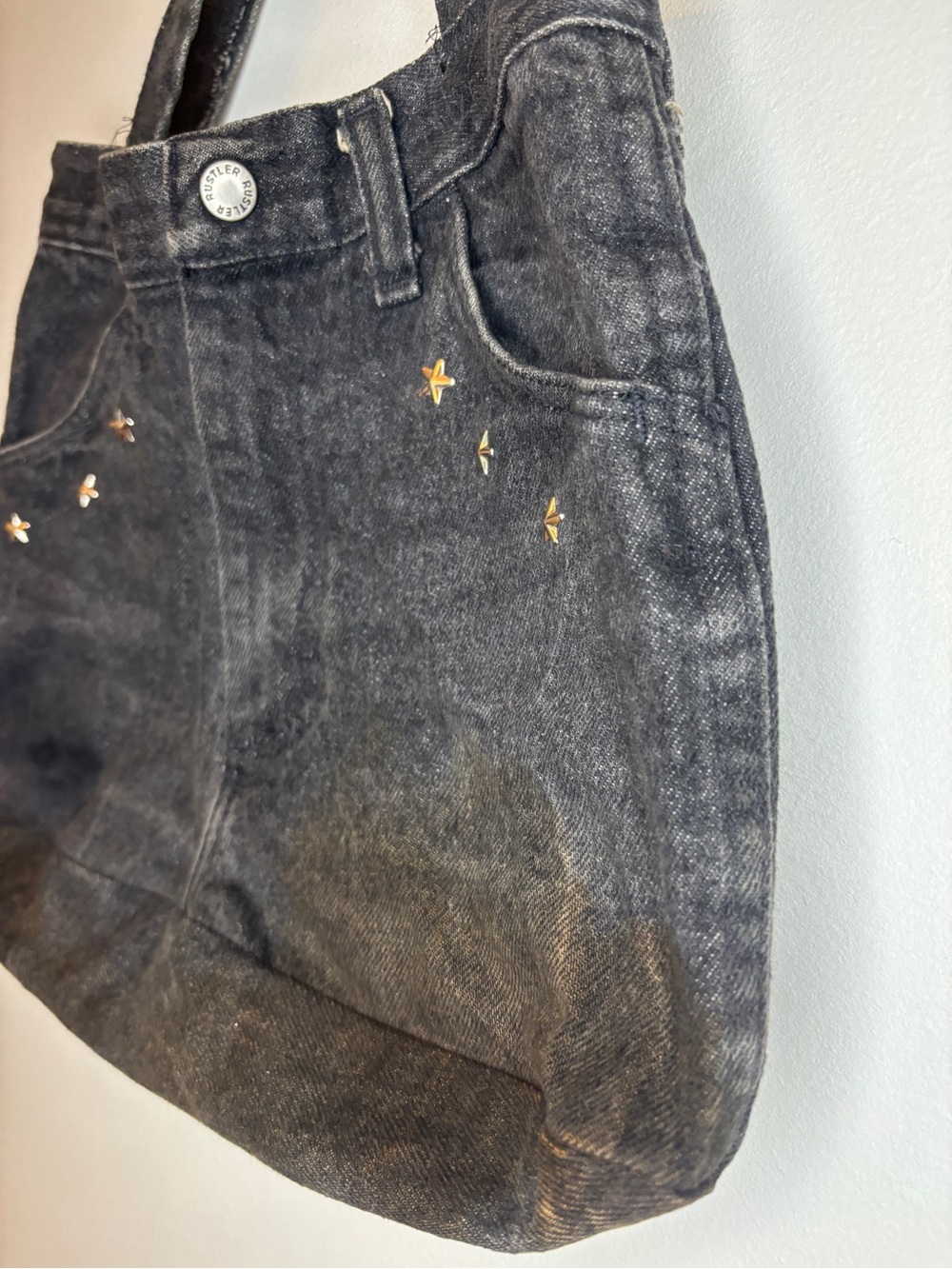 Vintage 80’s handmade rustler Jean Star-Stud Shoulder Bag - Picture 2 of 9